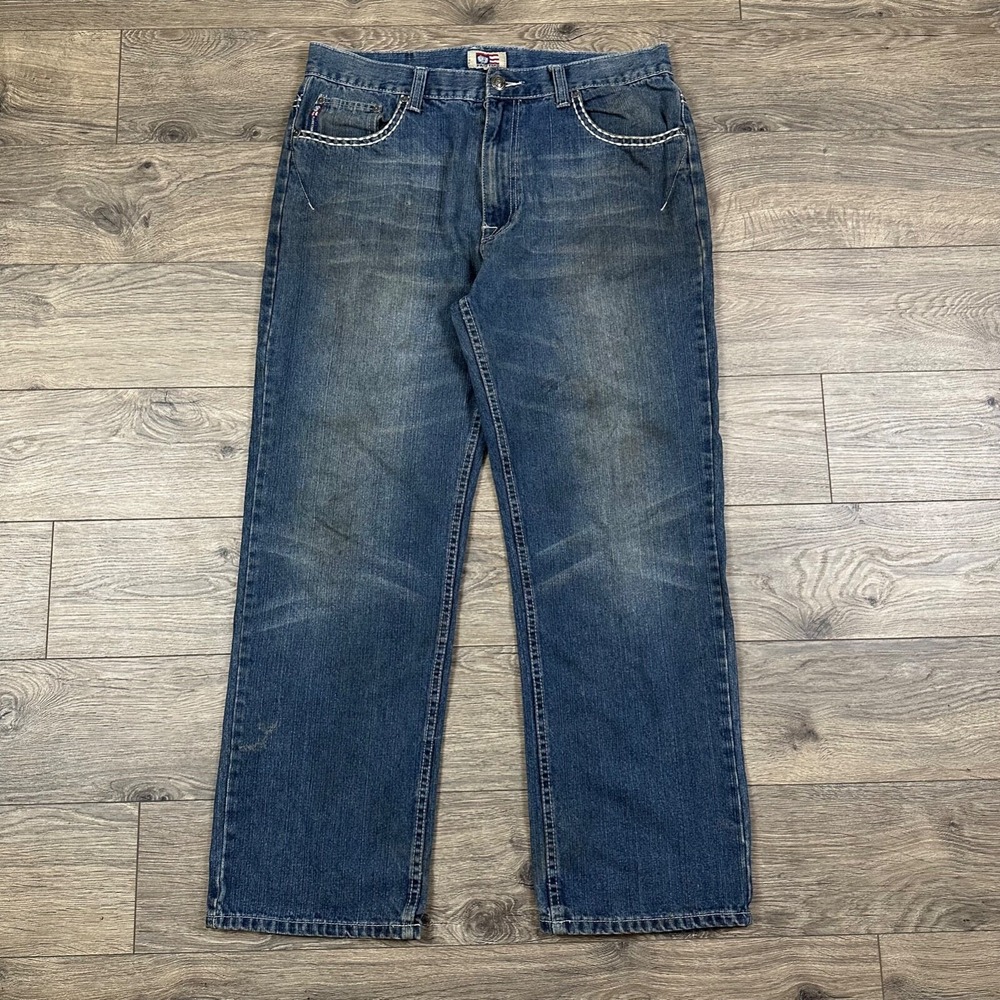 Vintage Phat‎ Farm Denim Jeans Adult 36x32 Blue Dark Wash Y2K Baggy Leg